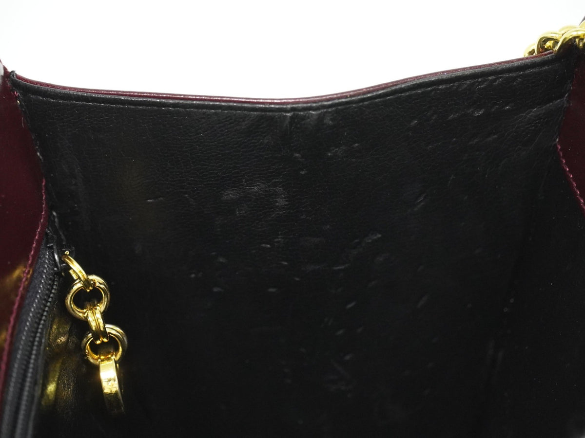 Salvatore Ferragamo Vintage Gancini Chain Leather, Burgundy, Leather, Shoulder Bag