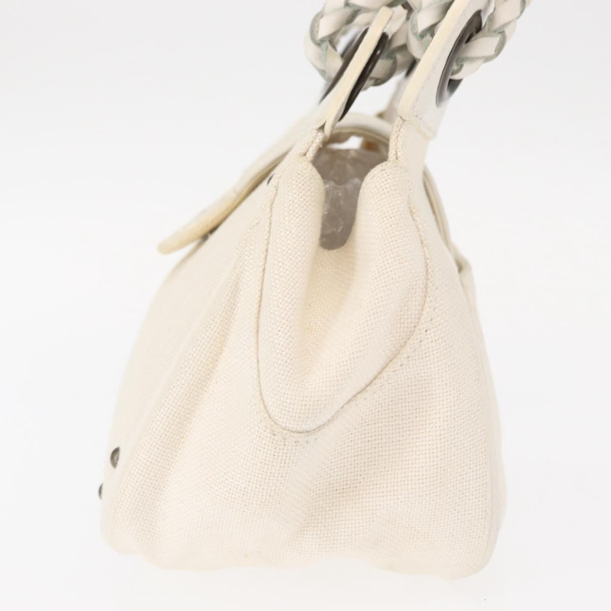 Chloe Vintage Leather, White, Canvas, Handbag