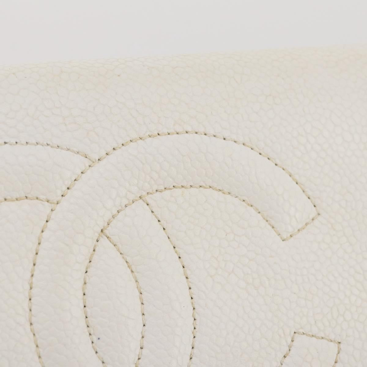 Chanel Vintage Timeless Wallet on Chain Caviar, White, Leather, Crossbody Bag