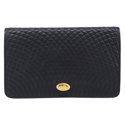 Bally Vintage Chain Quilted Leather, Black, Leather, Shoulder Bag