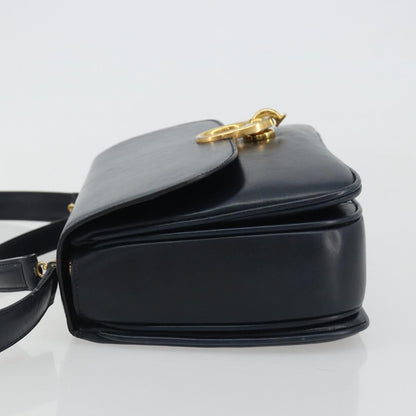 Celine Flap Shoulder Leather, Navy, Leather, Shoulder Bag