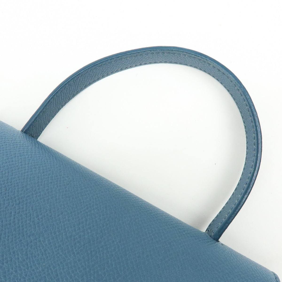 Celine Belt Textured Leather, Blue, Leather, Handbag