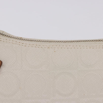Salvatore Ferragamo Gancini Canvas and Leather, White, Canvas, Clutch