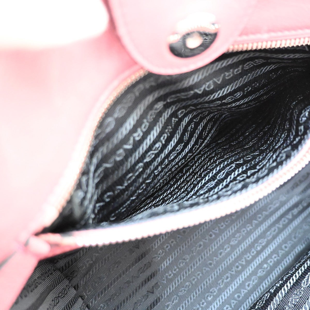 Prada Double Zip Lux Convertible Saffiano Leather, Pink, Leather, Tote Bag
