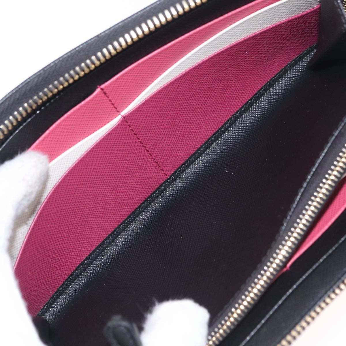 Prada Zip Around Tab Saffiano Leather, Black, Leather, Wallet