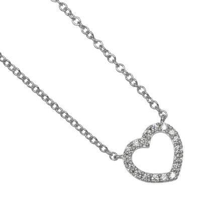 Tiffany & Co. Metro Open Heart Pendant 18K White Gold and Diamonds, Silver, White Gold, Necklace