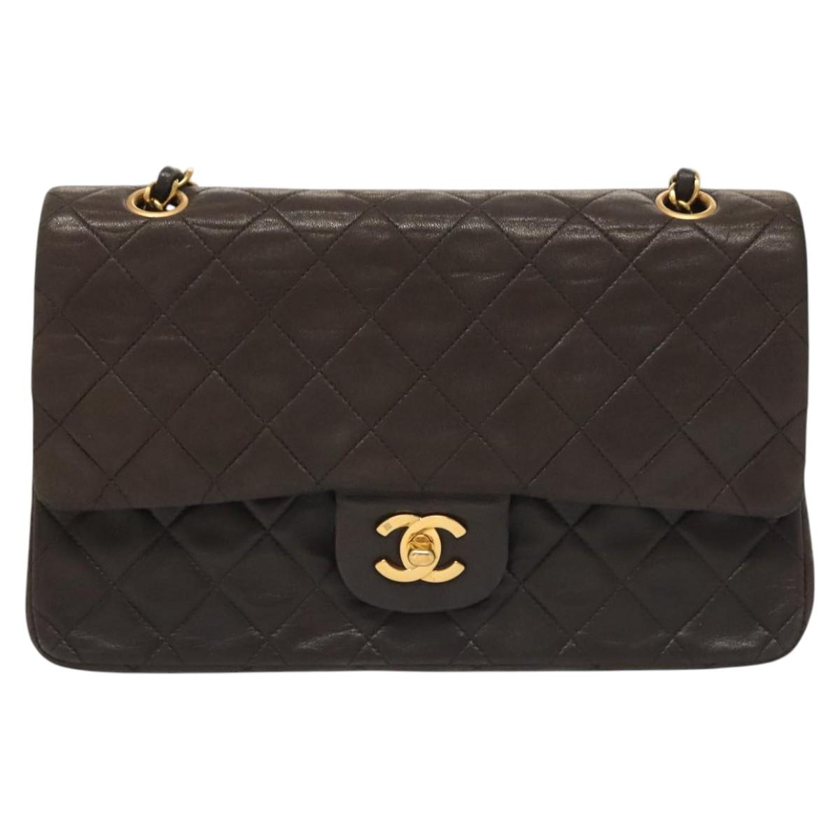 Chanel Vintage Classic Double Flap Bag Quilted Lambskin, BLACK, LEATHER, Shoulder bag