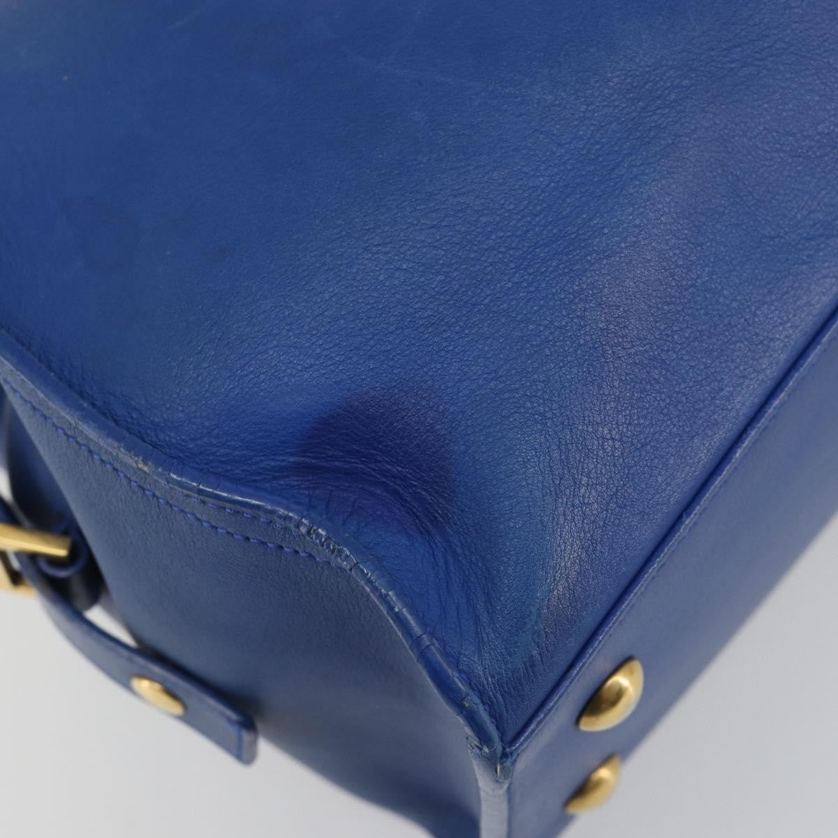 Saint Laurent Classic Y Cabas Leather, Blue, Leather, Tote Bag