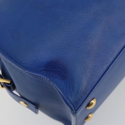 Saint Laurent Classic Y Cabas Leather, Blue, Leather, Tote Bag