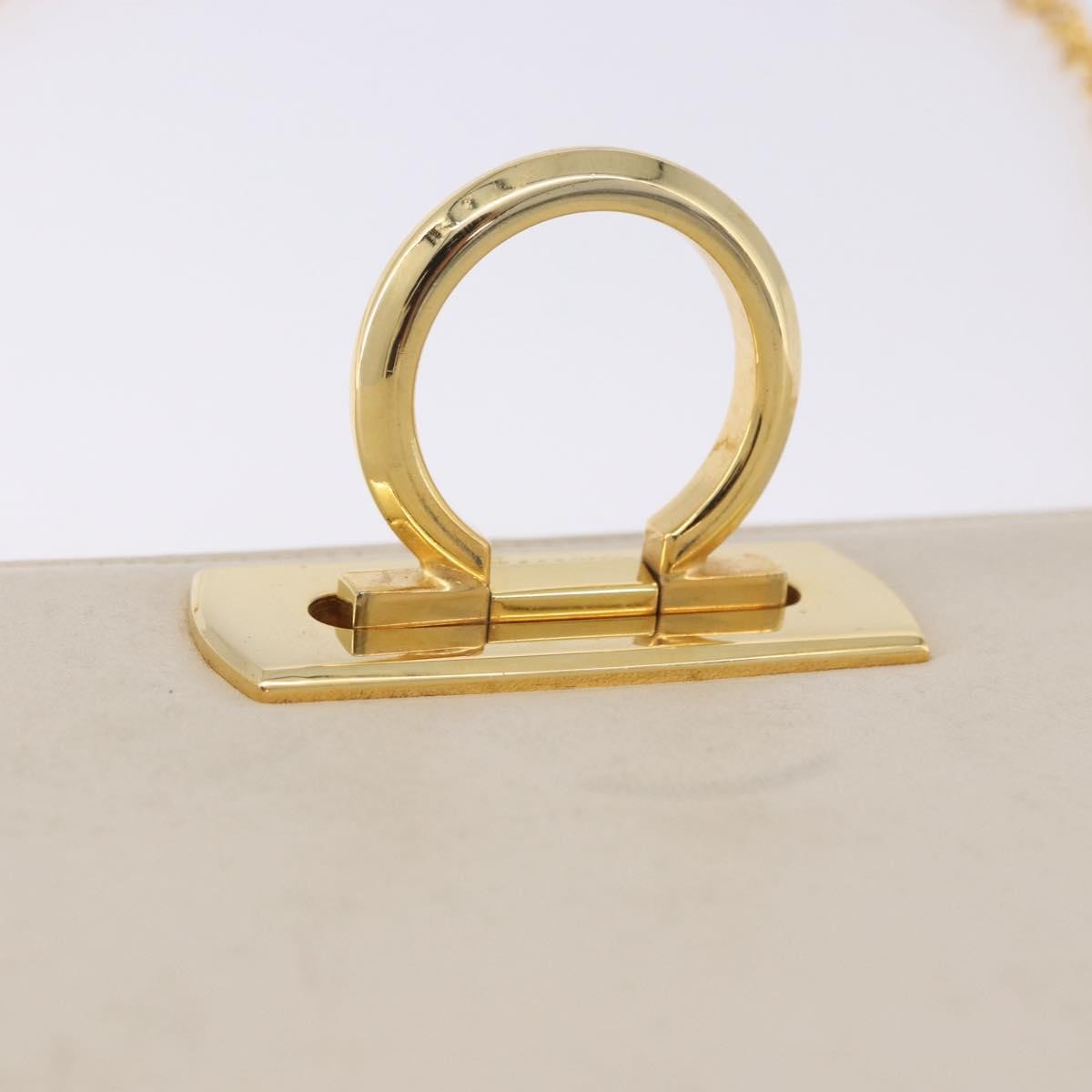 Salvatore Ferragamo Vintage Gancini Chain Leather, White, Leather, Shoulder Bag