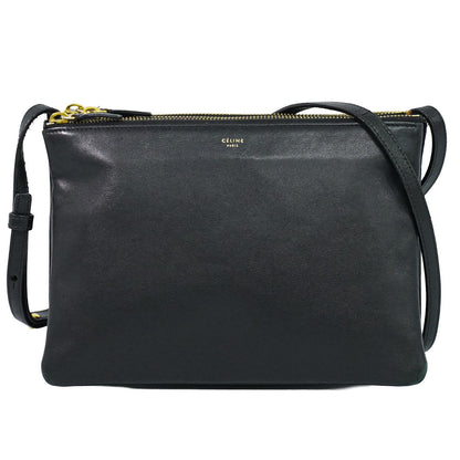 Celine Trio Leather, Black, Leather, Crossbody Bag