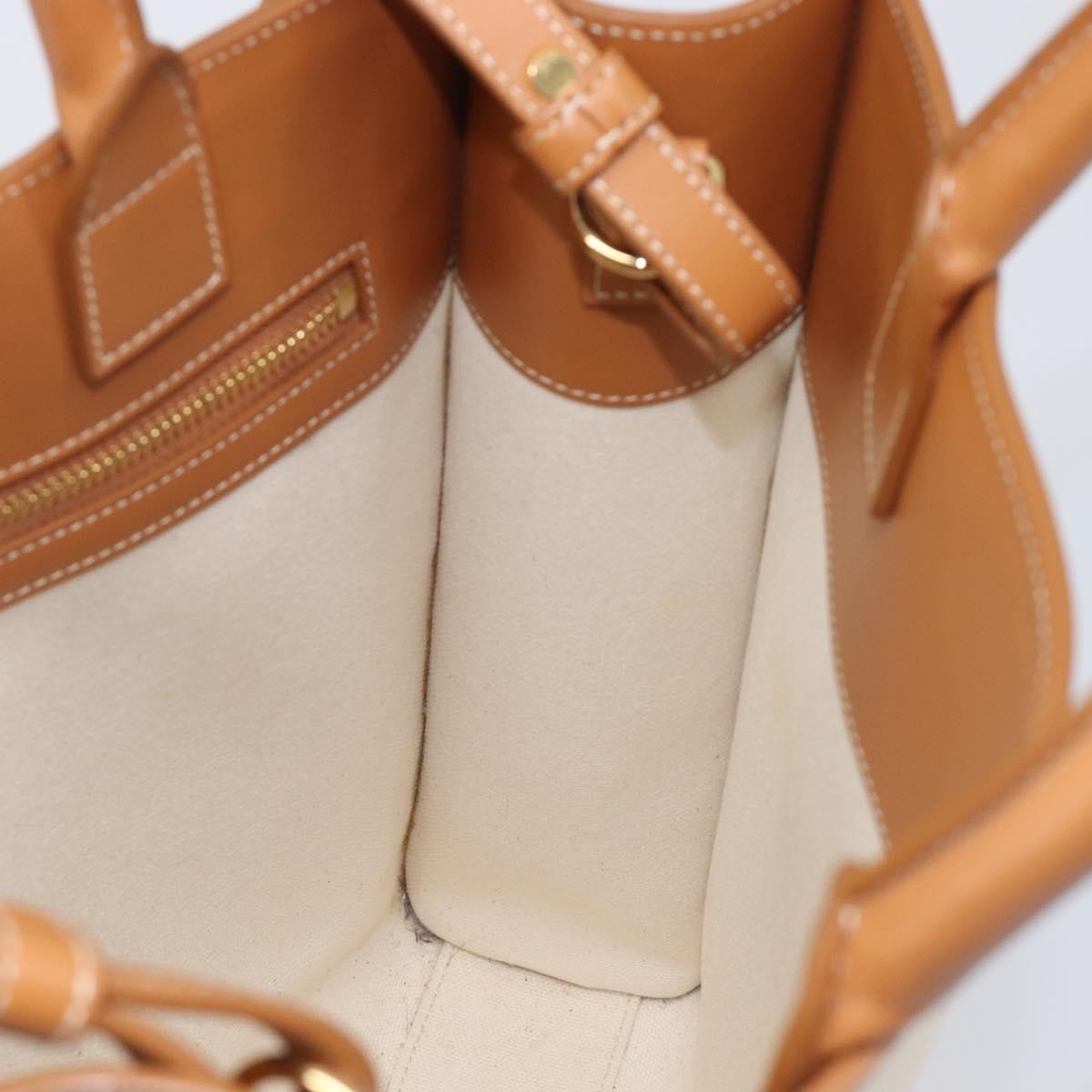 Celine Vertical Cabas Canvas with Leather, Beige, Canvas, Tote Bag