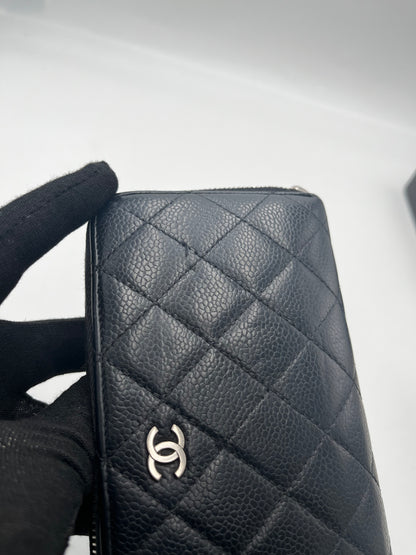 Chanel Matelasse Wallet Zippy CC, Black, Calfskin, Wallet