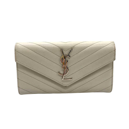 Saint Laurent Cassandra, White, Leather, wallet