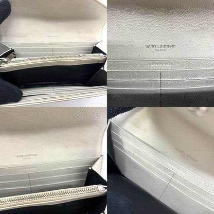 Saint Laurent Cassandra, White, Leather, wallet