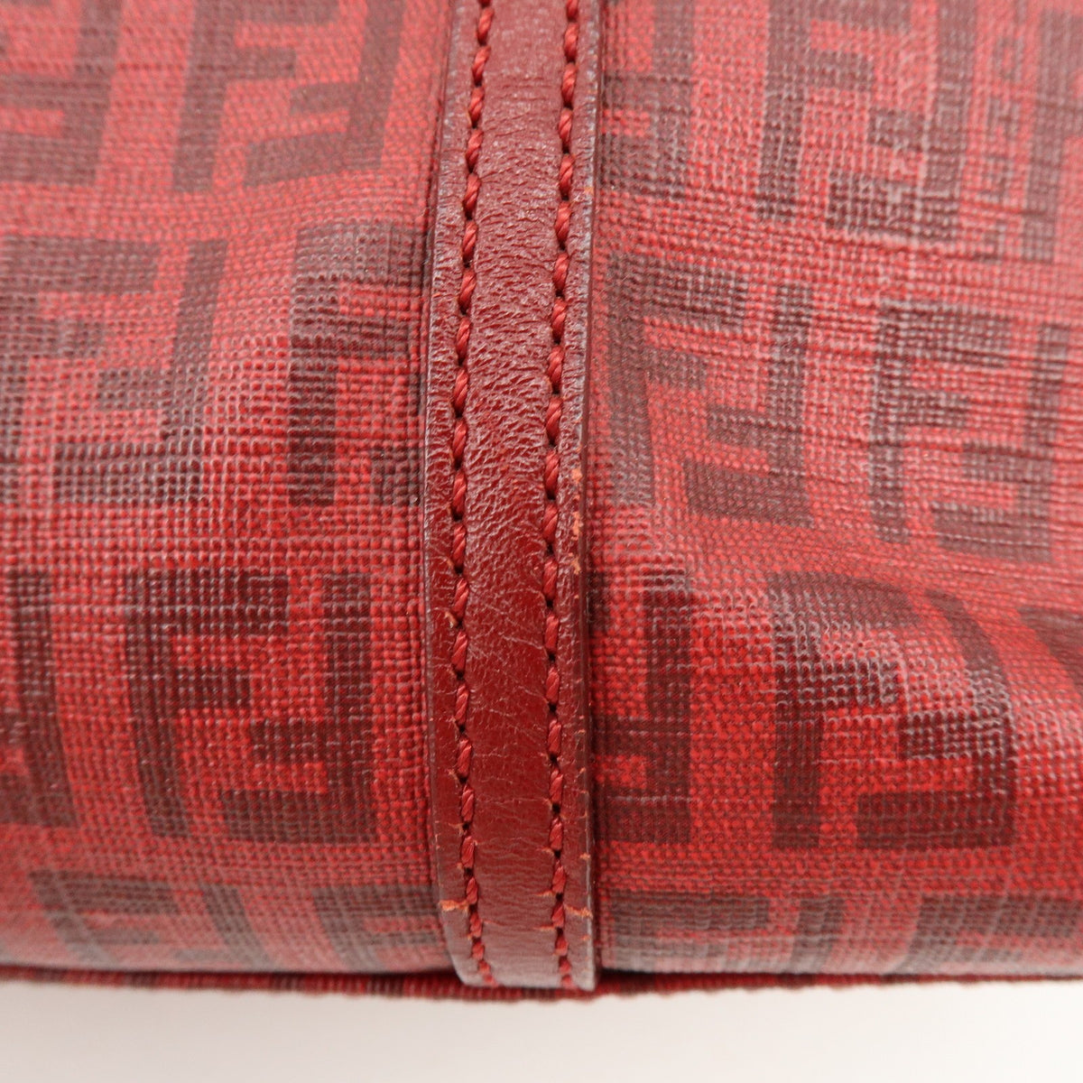 Fendi Superstar Zucchino Coated Canvas, Red, PVC, Tote Bag