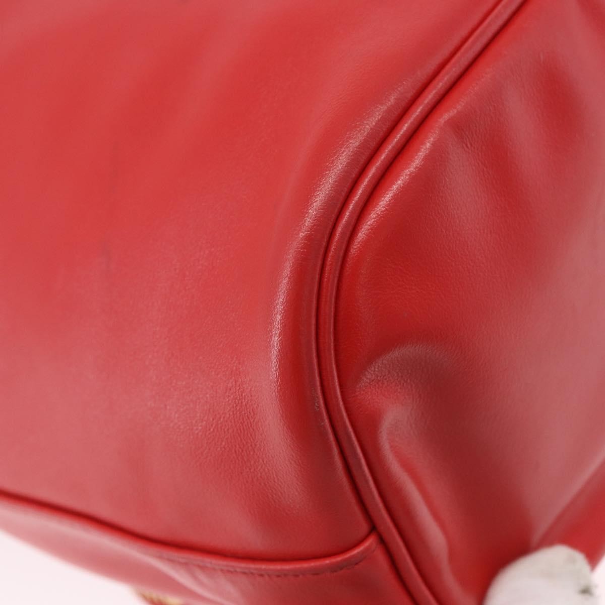 Prada Drawstring Pocket Bucket Soft Calf, Red, Leather, Shoulder Bag
