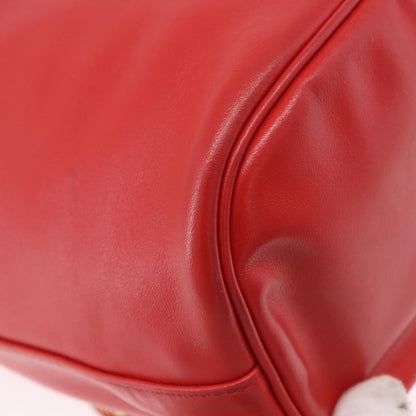 Prada Drawstring Pocket Bucket Soft Calf, Red, Leather, Shoulder Bag