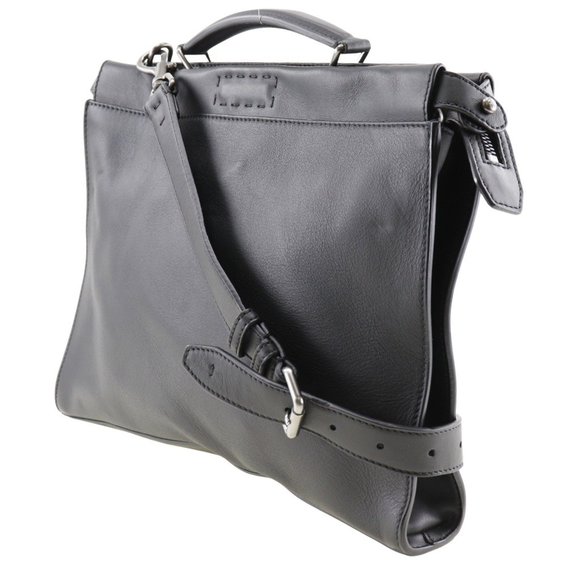 Fendi Peekaboo, Black, Leather, shoulder