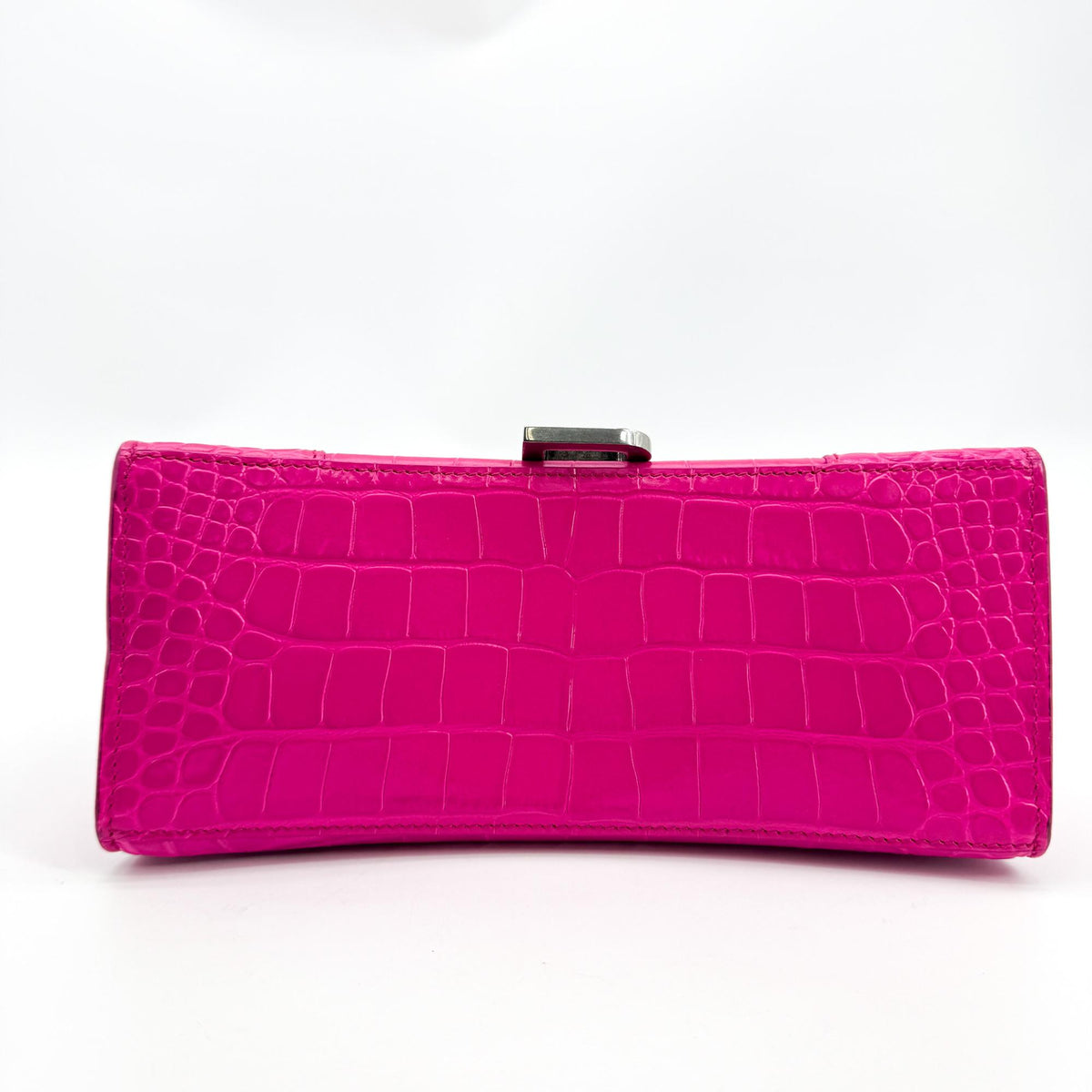 Balenciaga Hourglass Top Handle Crocodile Embossed Leather, Pink, Leather, Handbag