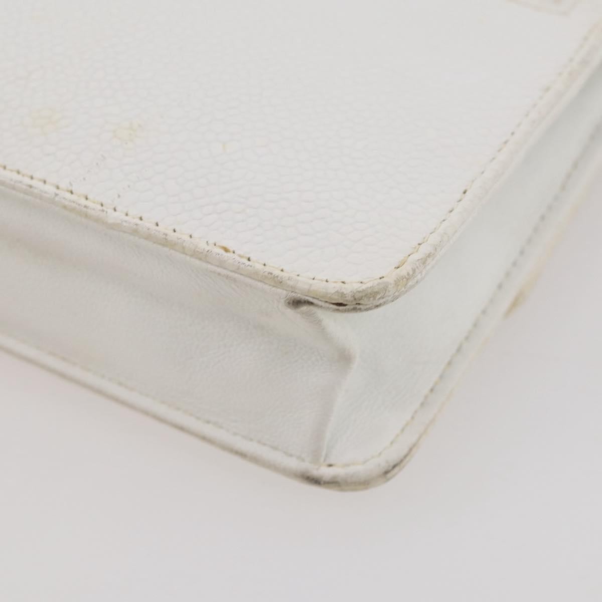 Chanel Vintage Timeless Wallet on Chain Caviar, White, Leather, Crossbody Bag