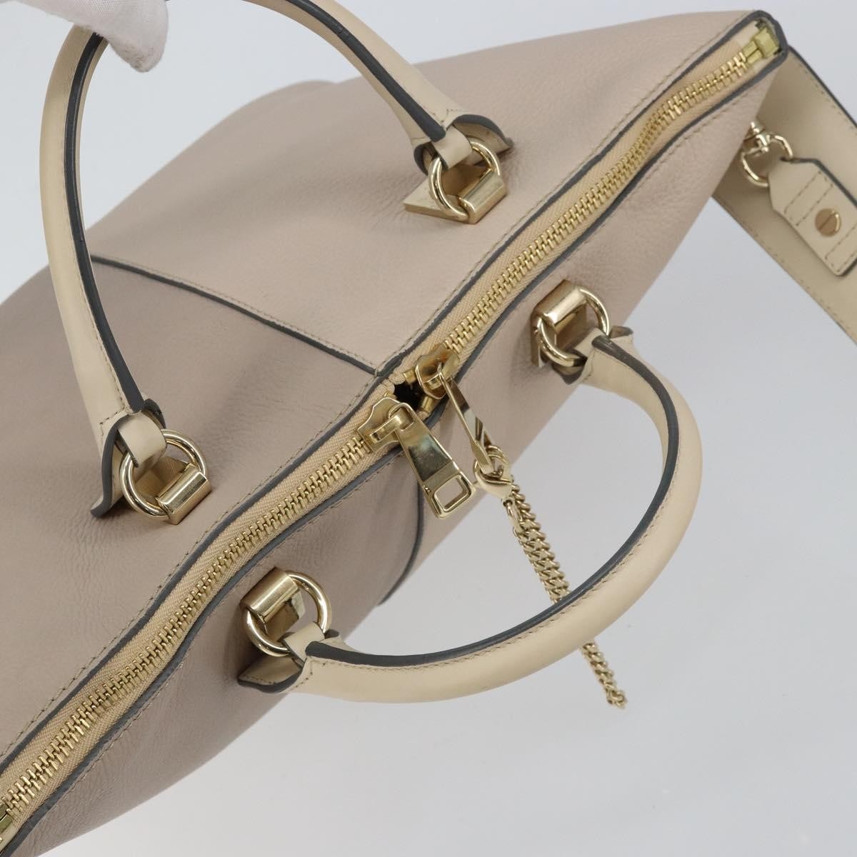 Chloe Bicolor Baylee Satchel Leather, Gray, Leather, Handbag