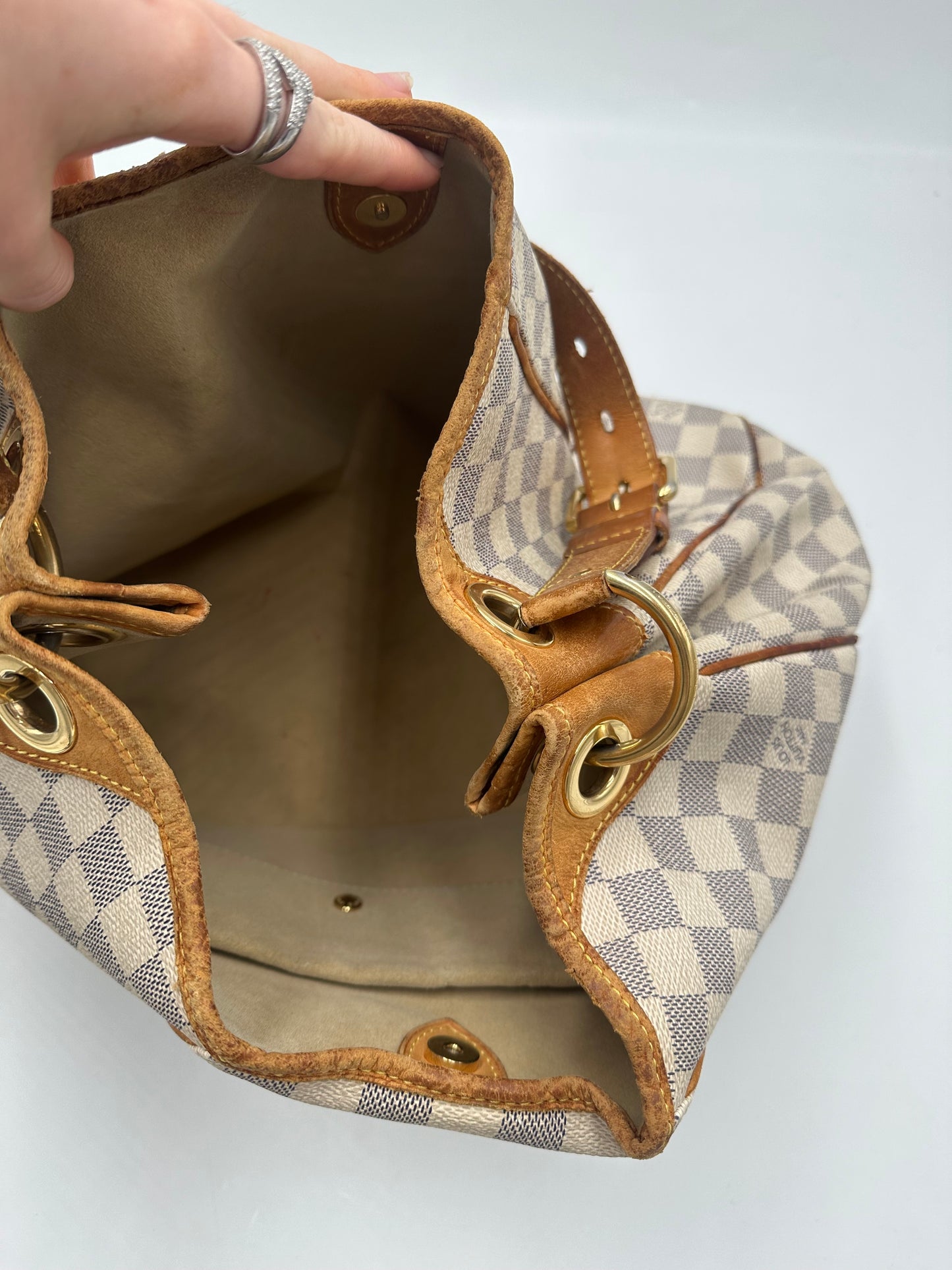 Louis Vuitton Galliera Handbag Damier, BROWN, LEATHER, Shoulder bag