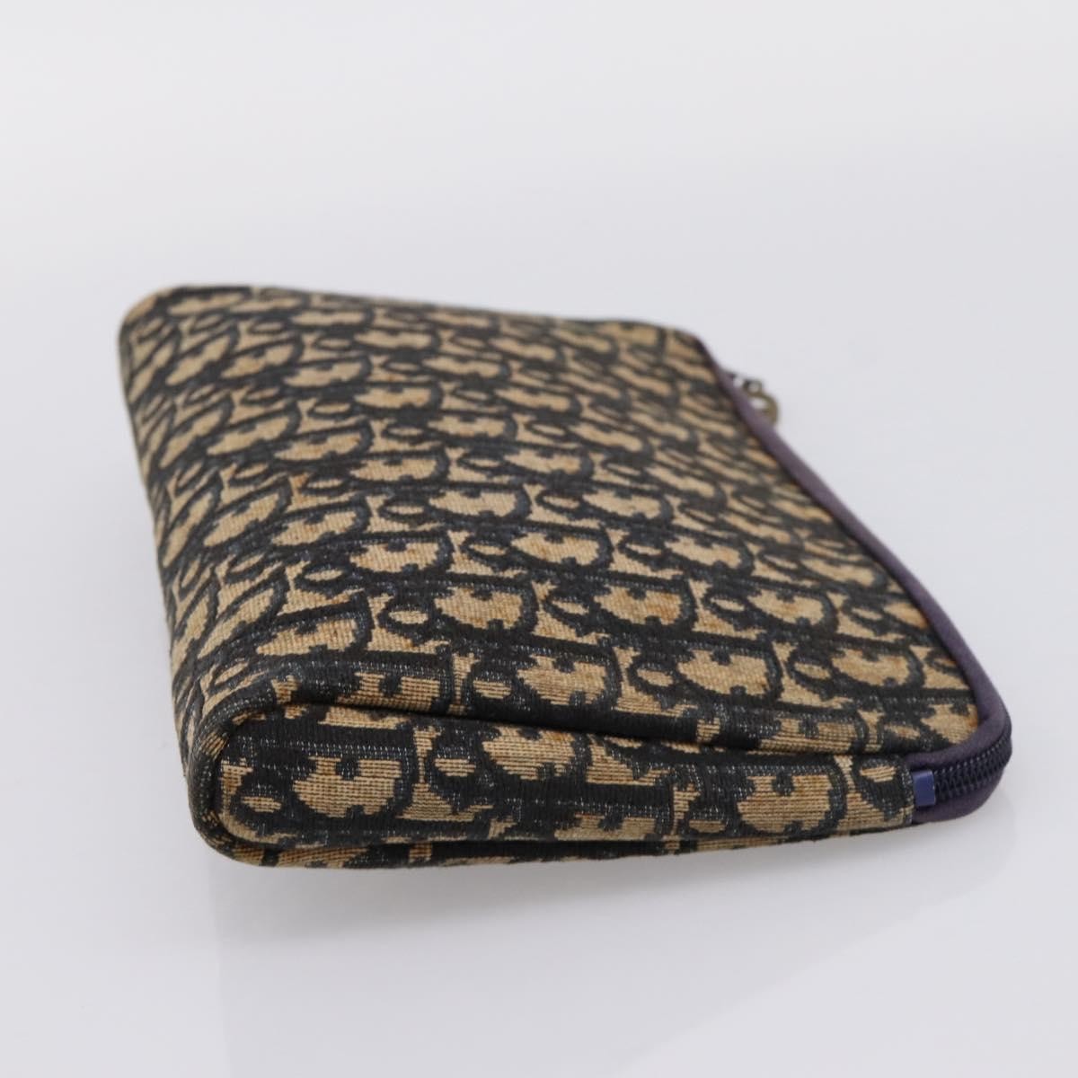 Christian Dior Wristlet Clutch Oblique Canvas, Navy, Canvas, Clutch