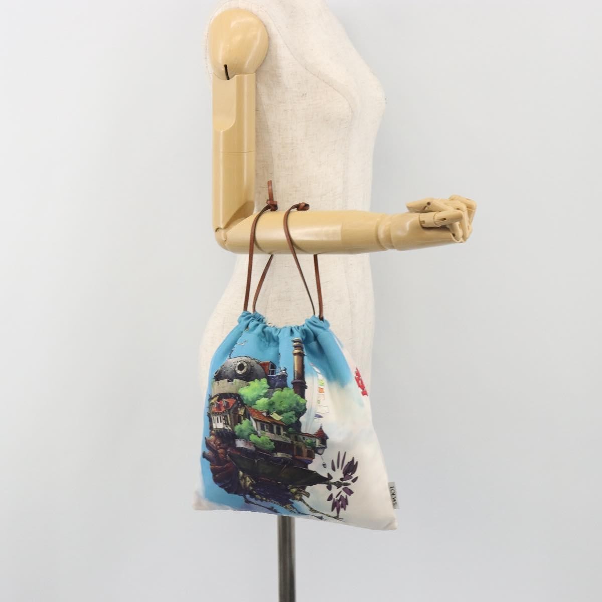 Loewe Paula Drawstring Printed Canvas, Blue, Nylon, Clutch