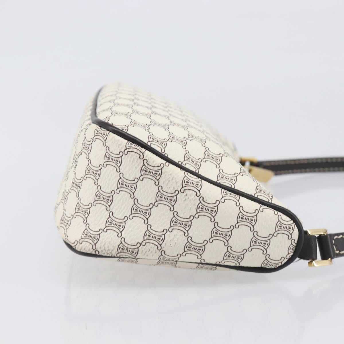 Celine Triomphe Macadam Zip Shoulder Bag Canvas, White, PVC, Clutch