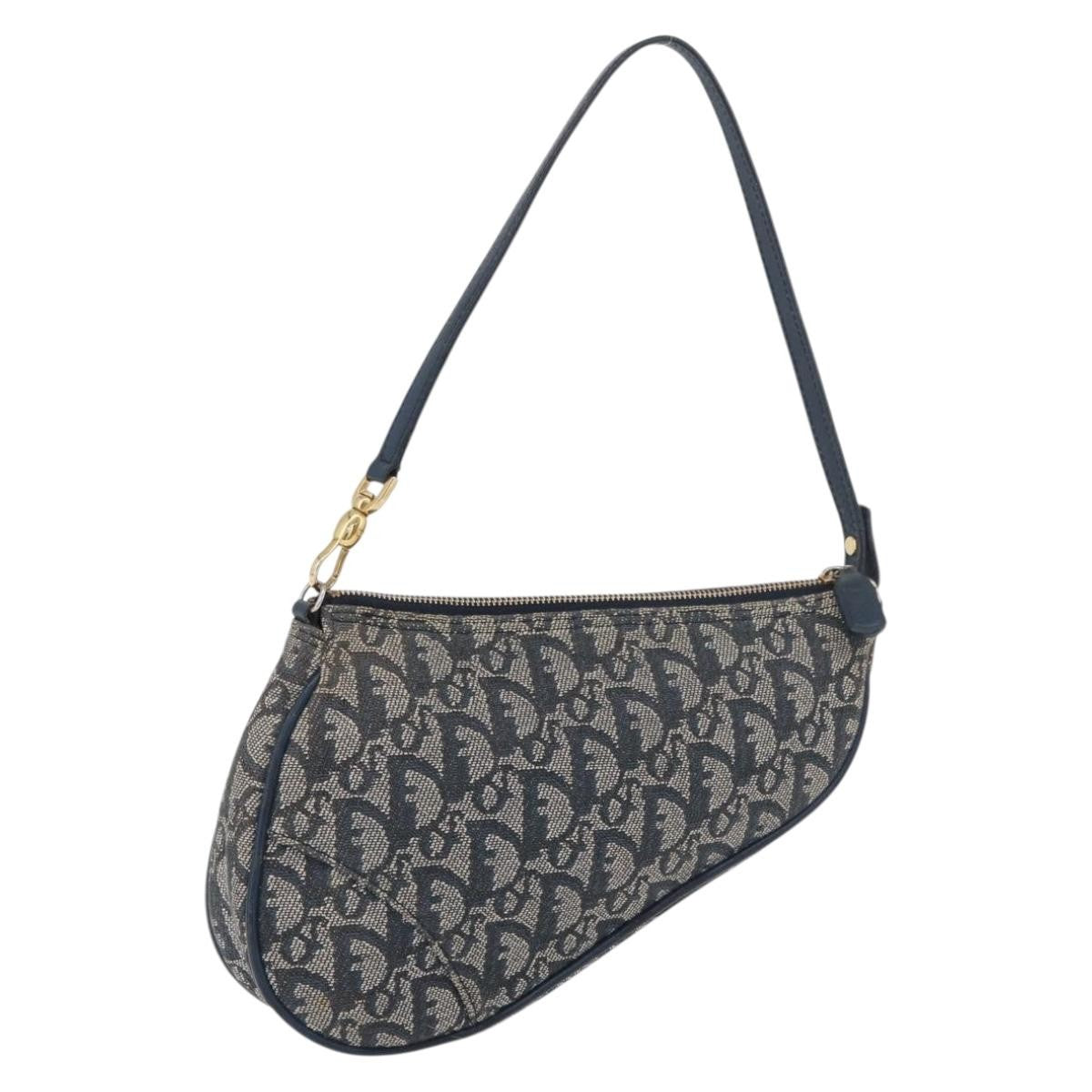 Christian Dior Vintage Saddle Bag Canvas, Navy, Canvas, Clutch