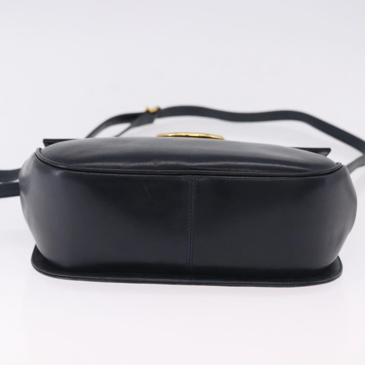Salvatore Ferragamo Gancini Leather, Navy, Leather, Shoulder Bag