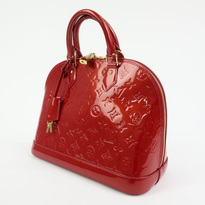 Louis Vuitton Alma Monogram Vernis, Red, Patent Leather, Handbag