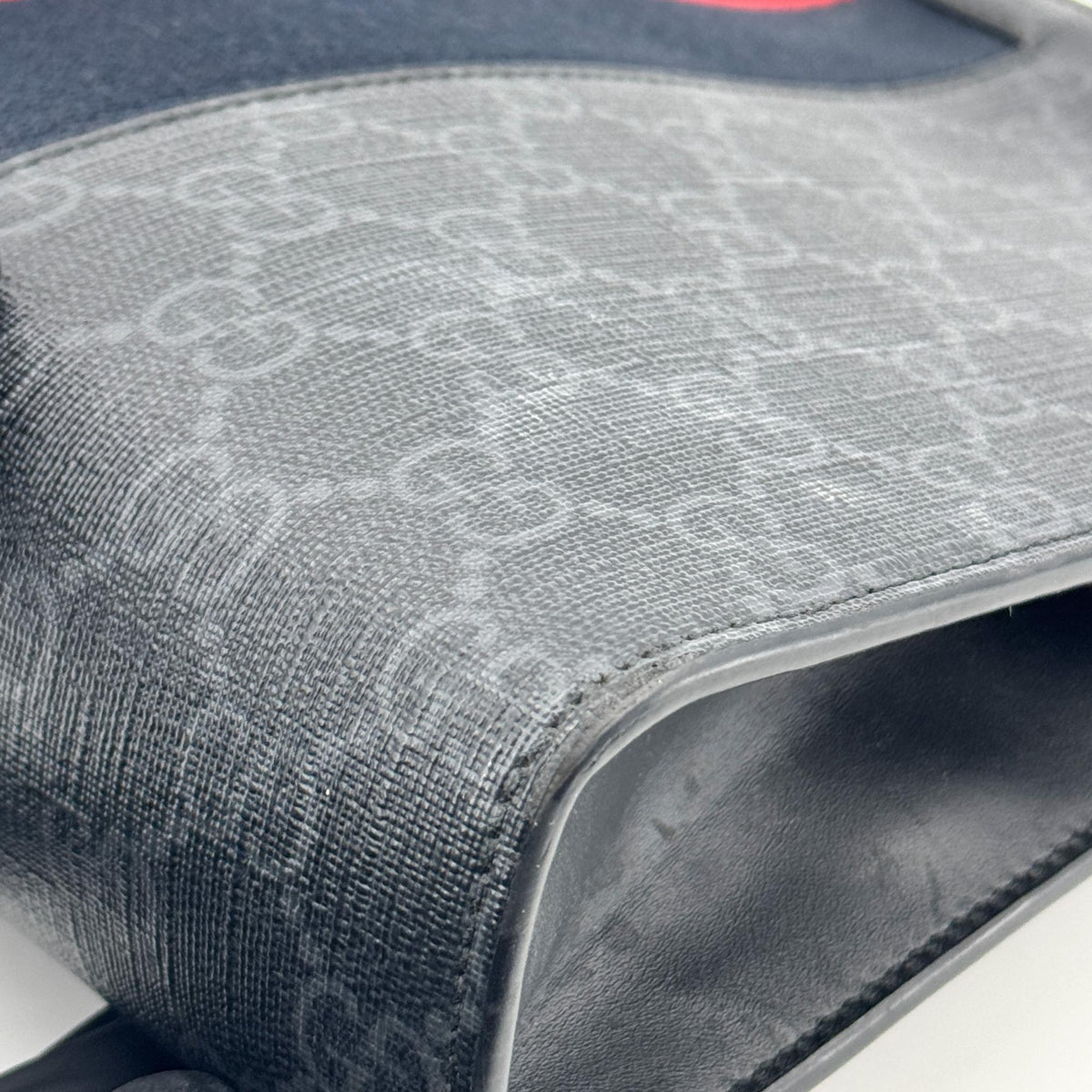 Gucci Web Zip Pouch GG Coated Canvas, Black, Canvas, Clutch