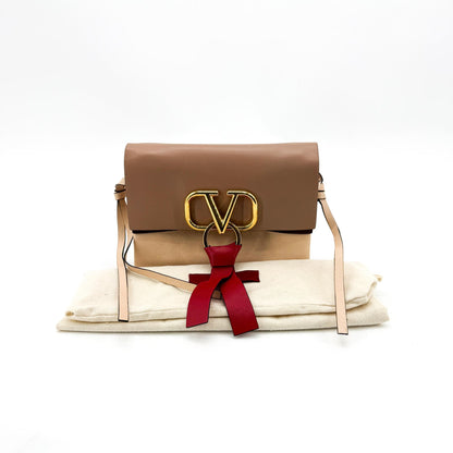 Valentino Garavani VRing Leather, Brown, Leather, Crossbody Bag