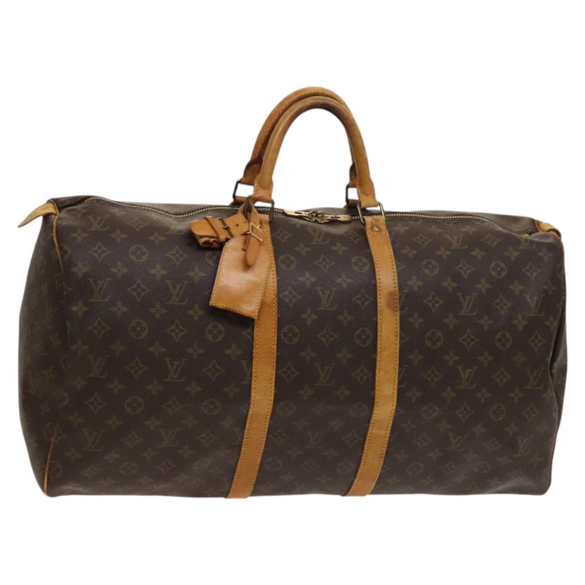 Louis Vuitton Keepall Bag Monogram Canvas, BROWN, CANVAS, Travel bag