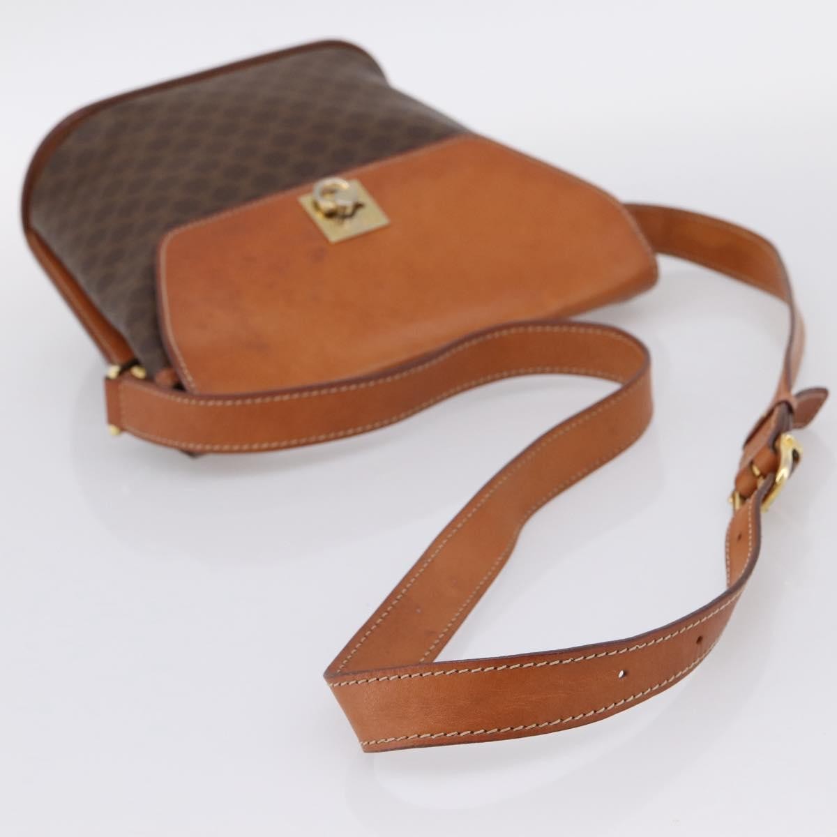 Celine Macadam Leather, Brown, Canvas, Shoulder Bag