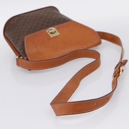 Celine Macadam Leather, Brown, Canvas, Shoulder Bag