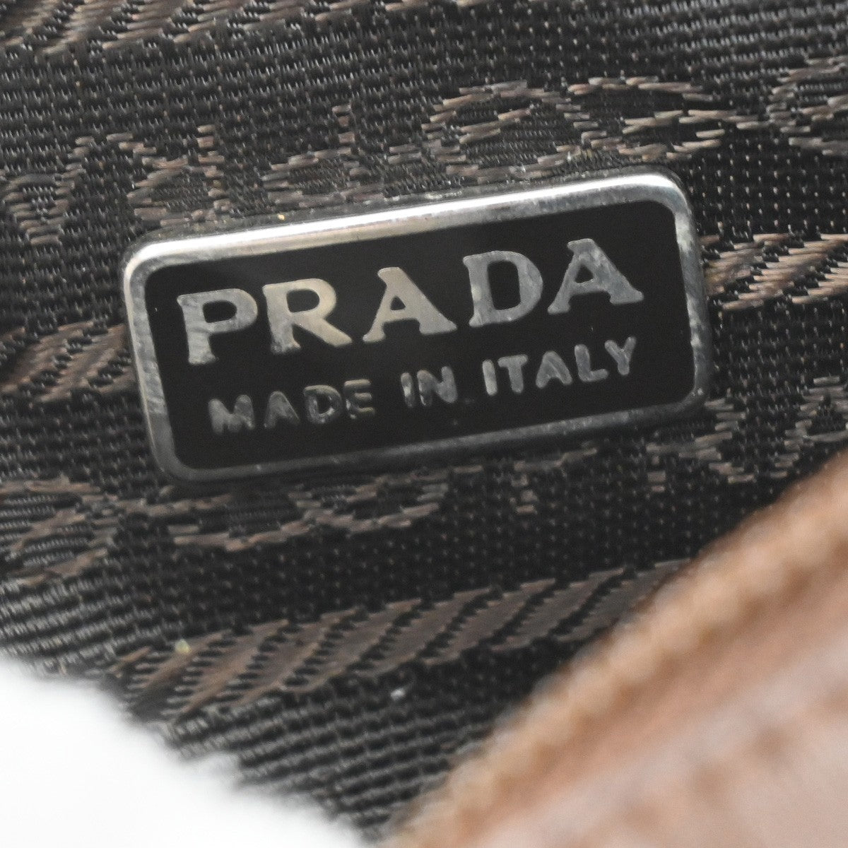Prada Logo Pouch Leather, Brown, Leather, Clutch