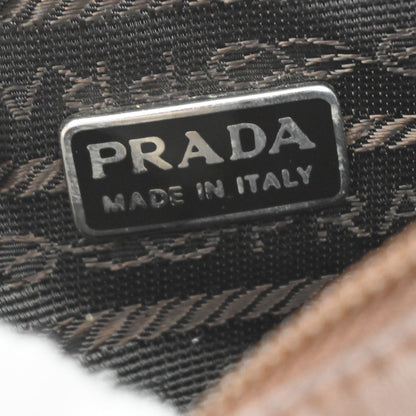 Prada Logo Pouch Leather, Brown, Leather, Clutch