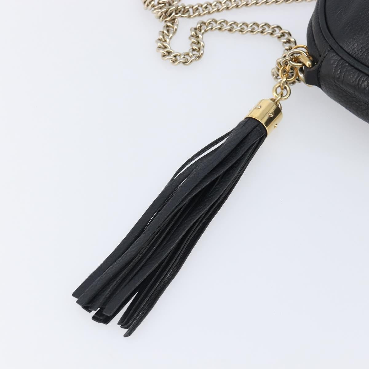 Gucci Soho Chain Leather, Black, Leather, Handbag