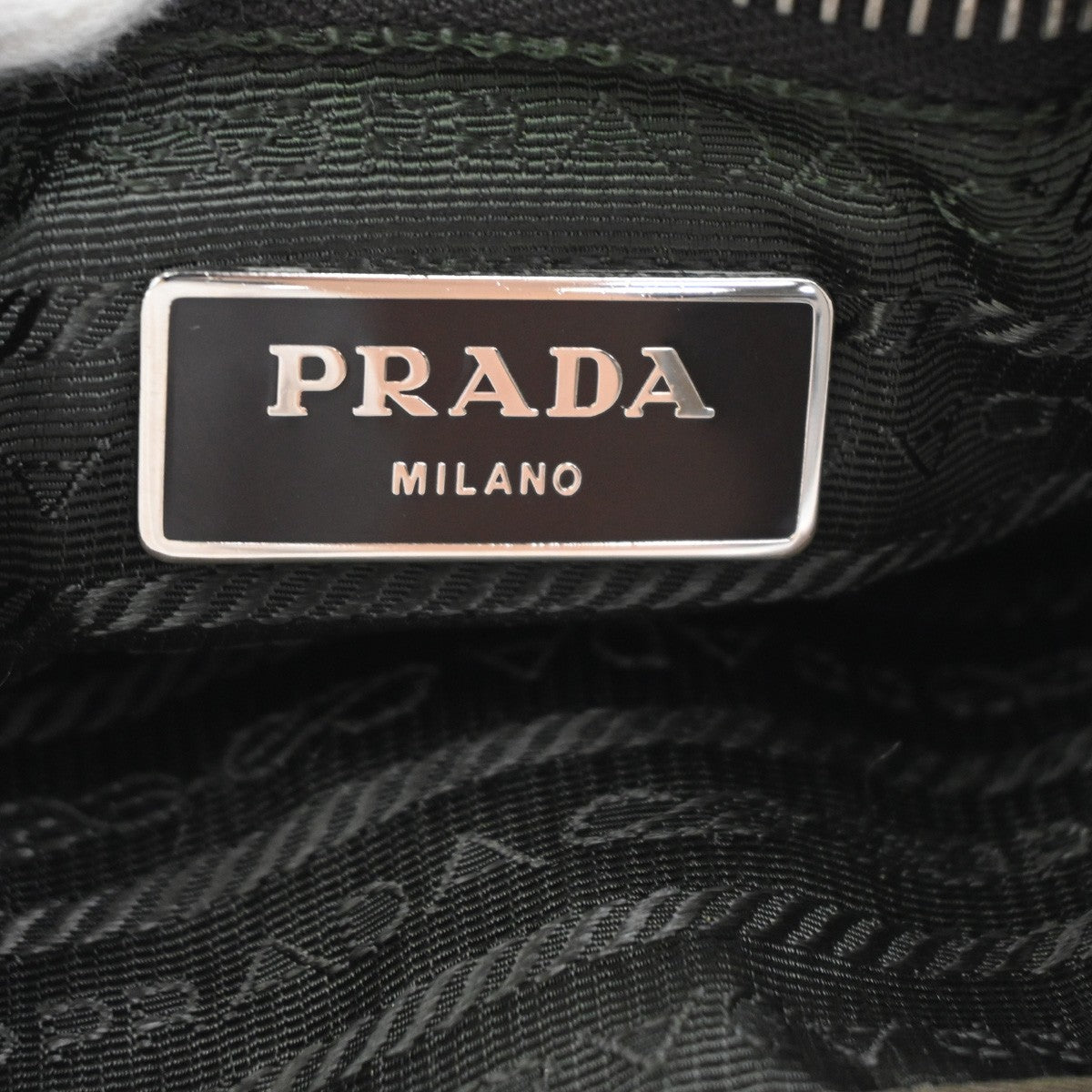 Prada Logo Buckle Messenger Nylon, Khaki, Nylon, Handbag