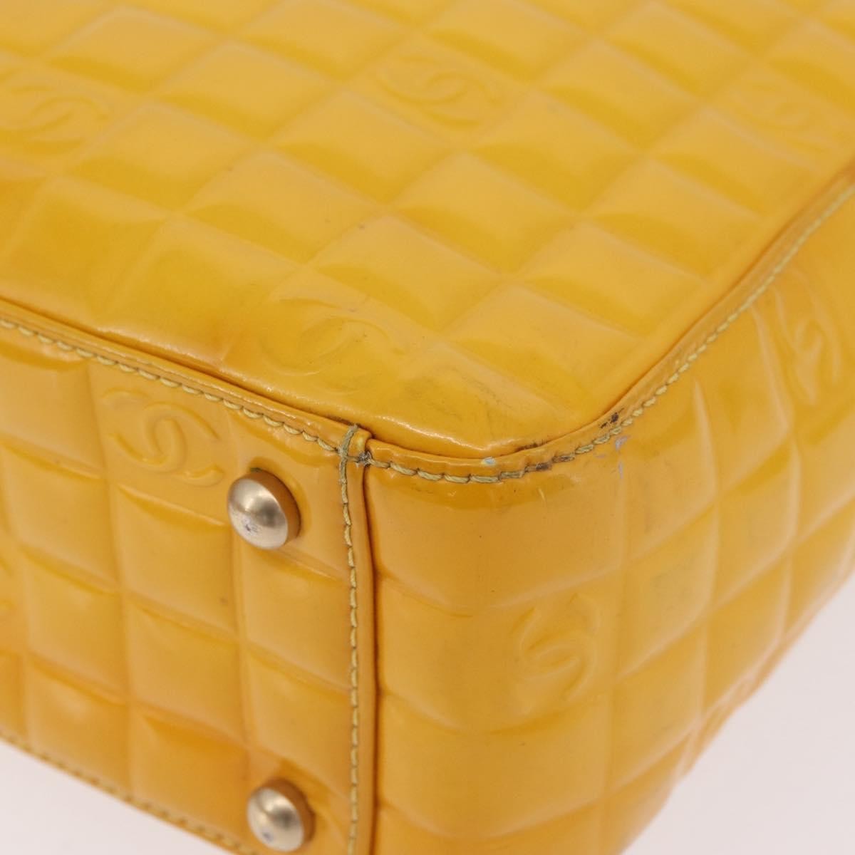 Chanel Chocolate Bar CC Quilted Patent, Yellow, Patent Leather, Tote Bag