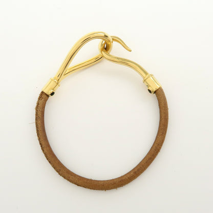 Hermes Jumbo Hook Braided Leather and Metal, Brown, Leather, Bracelet