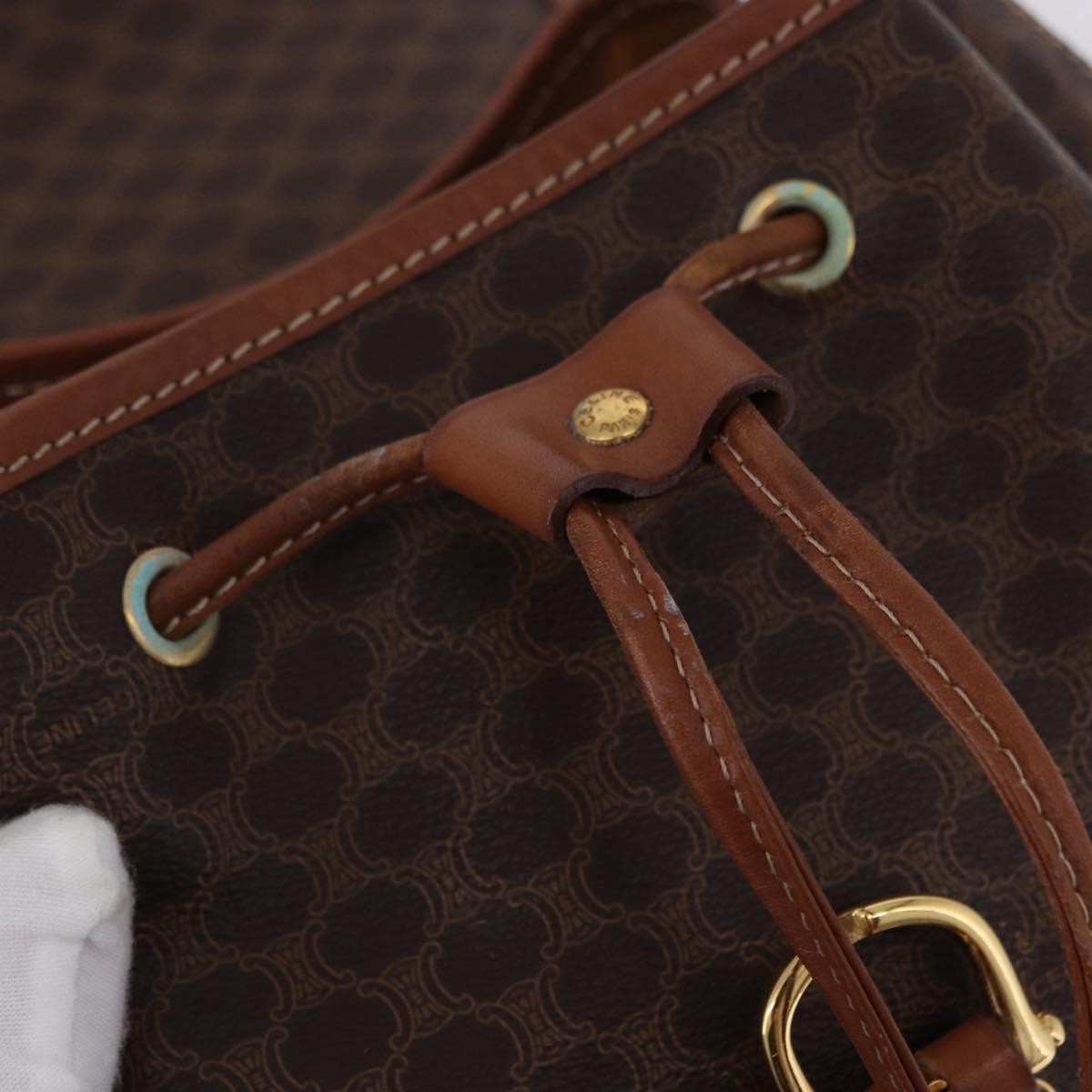 Celine Vintage Macadam Canvas, Brown, Canvas, Backpack