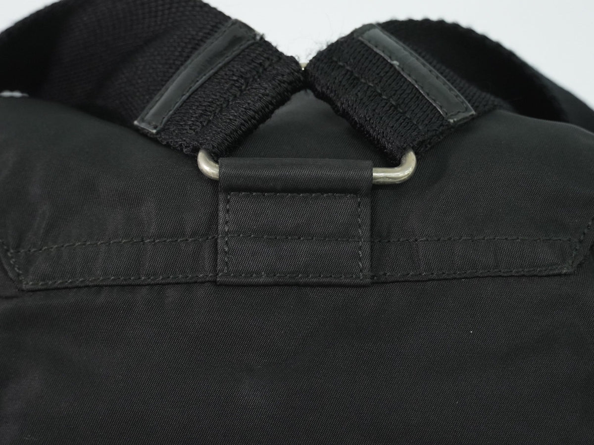 Prada Front Pocket Buckle Nylon, Black, Nylon, Backpack