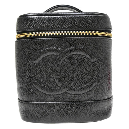Chanel Vintage Timeless Cosmetic Case Caviar, Black, Leather, Handbag