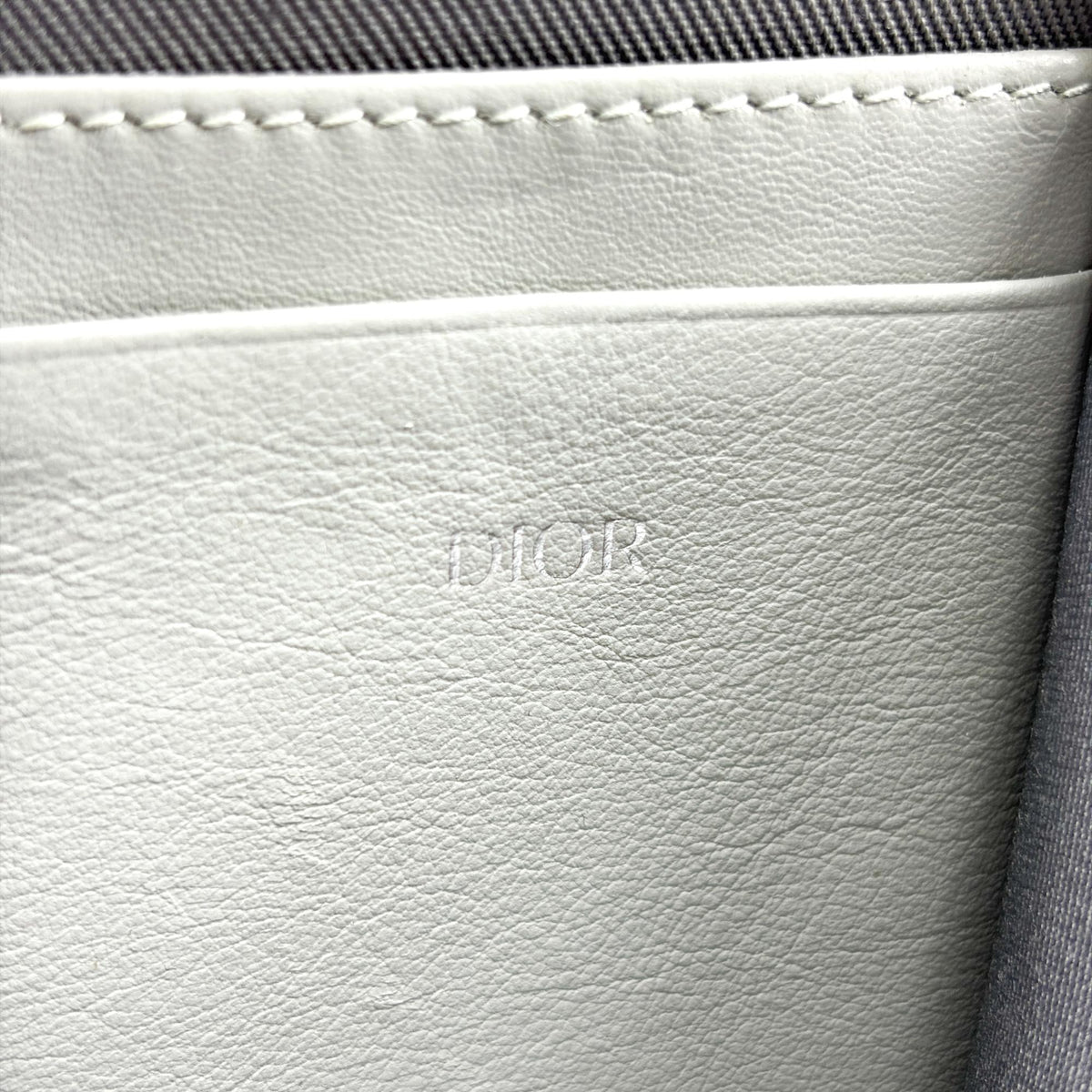 Christian Dior Double Zip CD Diamond Coated Canvas, Gray, Canvas, Crossbody Bag