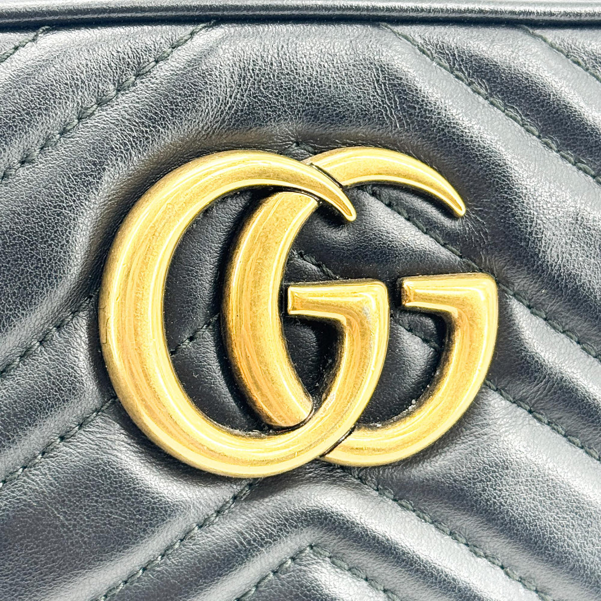 Gucci GG Marmont Matelasse Leather, Black, Leather, Shoulder Bag