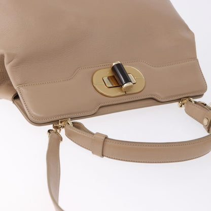 Bvlgari Isabella Rossellini Leather, Beige, Leather, Handbag